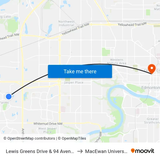 Lewis Greens Drive & 94 Avenue to MacEwan University map