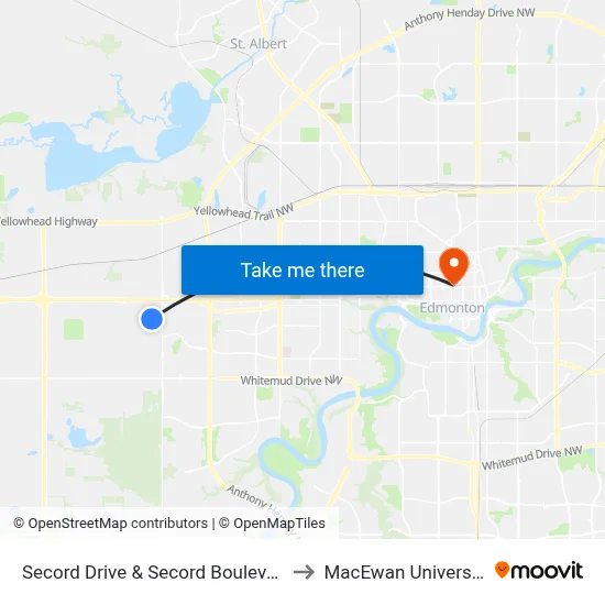 Secord Drive & Secord Boulevard to MacEwan University map