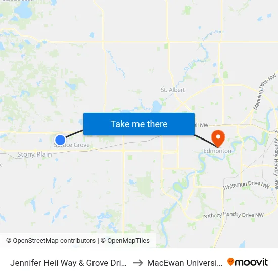 Jennifer Heil Way & Grove Drive to MacEwan University map