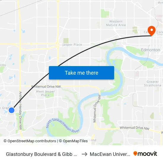 Glastonbury Boulevard & Gibb Wynd to MacEwan University map