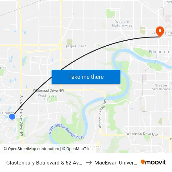 Glastonbury Boulevard & 62 Avenue to MacEwan University map