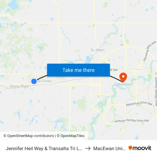 Jennifer Heil Way & Transalta Tri Leisure Centre to MacEwan University map