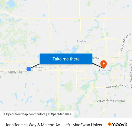 Jennifer Heil Way & Mcleod Avenue to MacEwan University map