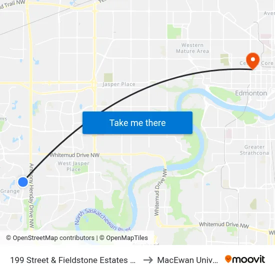 199 Street & Fieldstone Estates Driveway to MacEwan University map