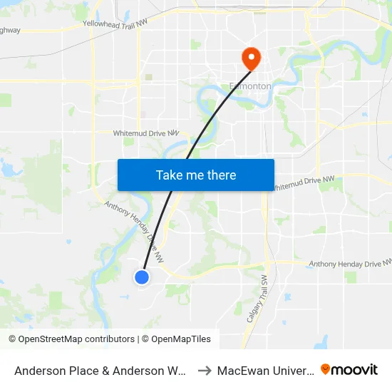 Anderson Place & Anderson Way SW to MacEwan University map