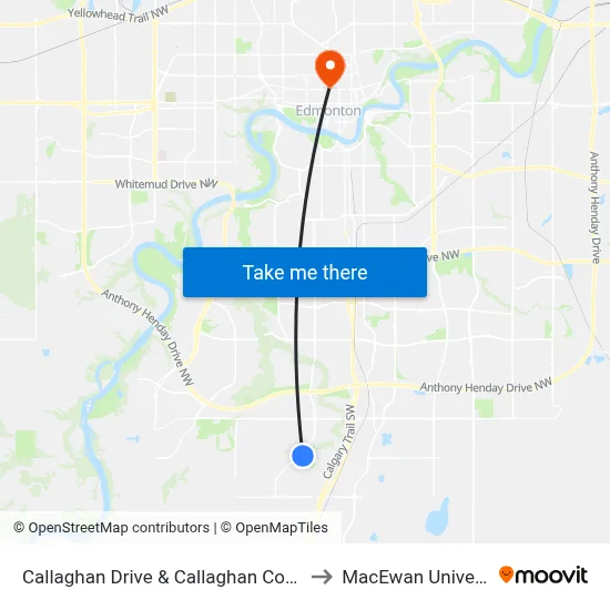 Callaghan Drive & Callaghan Court SW to MacEwan University map