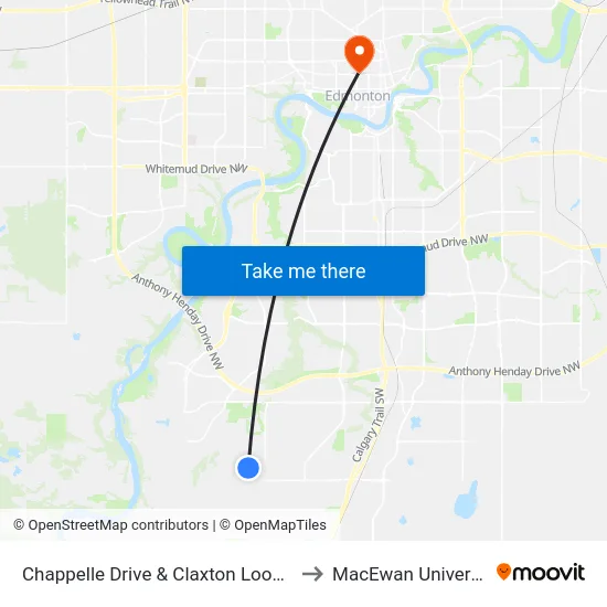 Chappelle Drive & Claxton Loop SW to MacEwan University map