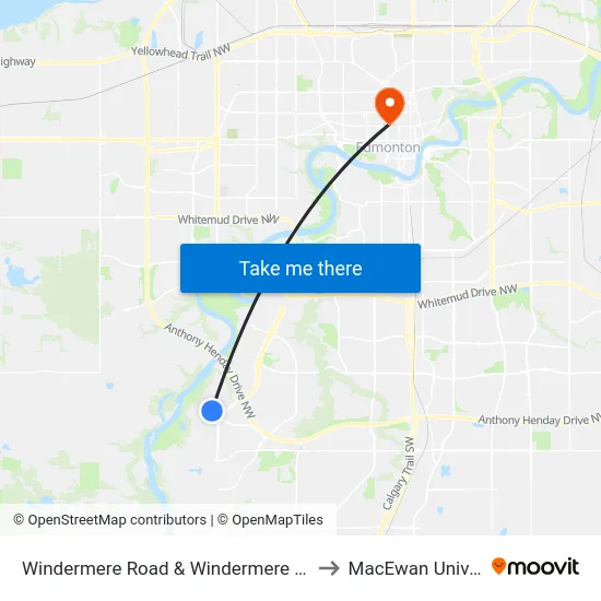 Windermere Road & Windermere Boulevard to MacEwan University map