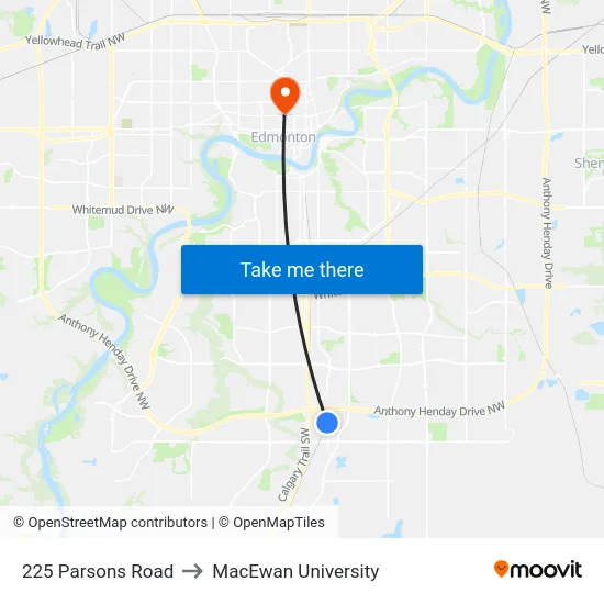 225 Parsons Road to MacEwan University map