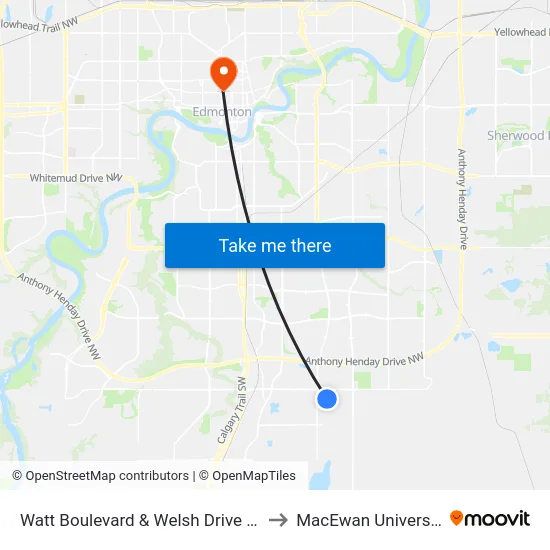 Watt Boulevard & Welsh Drive SW to MacEwan University map