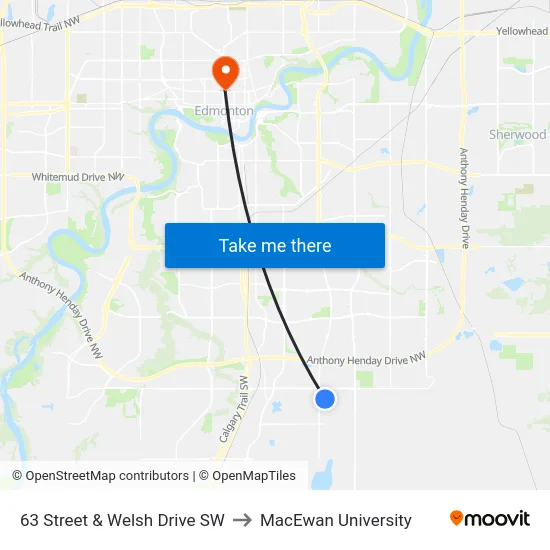 63 Street & Welsh Drive SW to MacEwan University map