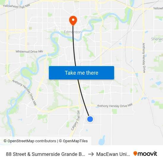 88 Street & Summerside Grande Boulevard SW to MacEwan University map