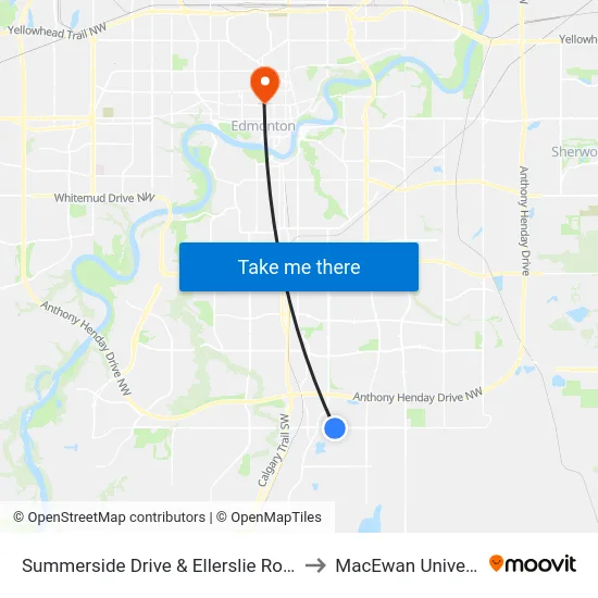 Summerside Drive & Ellerslie Road SW to MacEwan University map