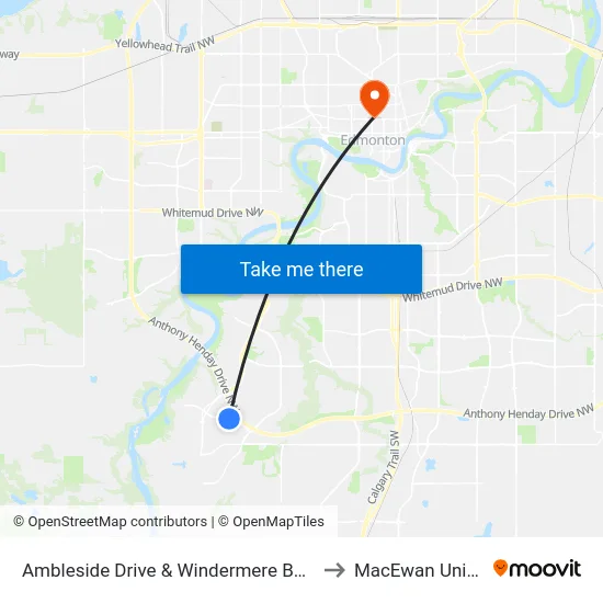 Ambleside Drive & Windermere Boulevard SW to MacEwan University map