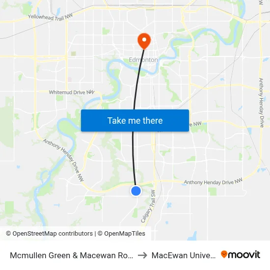Mcmullen Green & Macewan Road SW to MacEwan University map