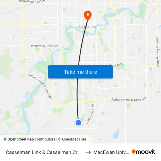 Casselman Link & Casselman Crescent SW to MacEwan University map
