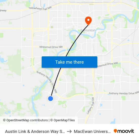 Austin Link & Anderson Way SW to MacEwan University map