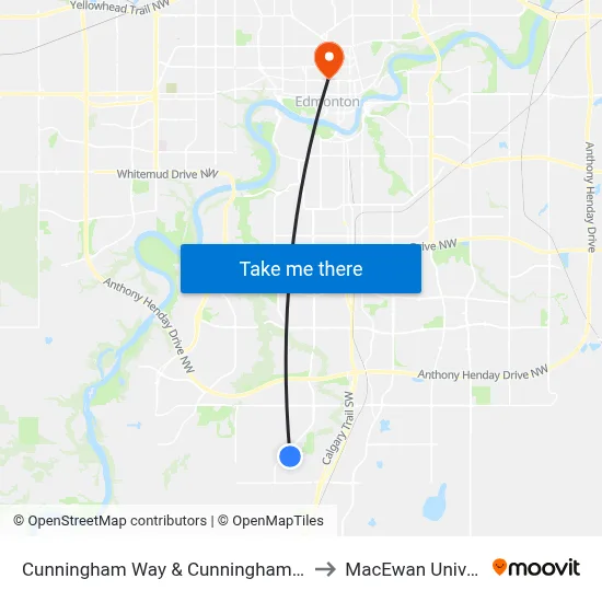 Cunningham Way & Cunningham Way SW to MacEwan University map