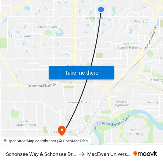 Schonsee Way & Schonsee Drvie to MacEwan University map