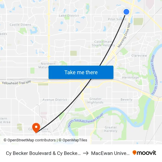 Cy Becker Boulevard & Cy Becker Drive to MacEwan University map