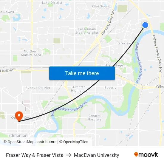 Fraser Way & Fraser Vista to MacEwan University map