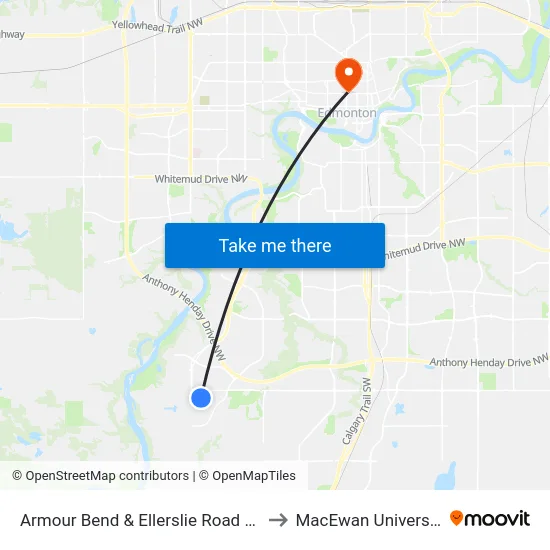 Armour Bend & Ellerslie Road SW to MacEwan University map