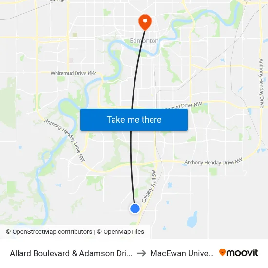 Allard Boulevard & Adamson Drive SW to MacEwan University map