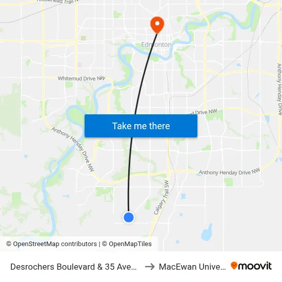 Desrochers Boulevard & 35 Avenue SW to MacEwan University map