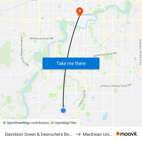 Davidson Green & Desrochers Boulevard SW to MacEwan University map