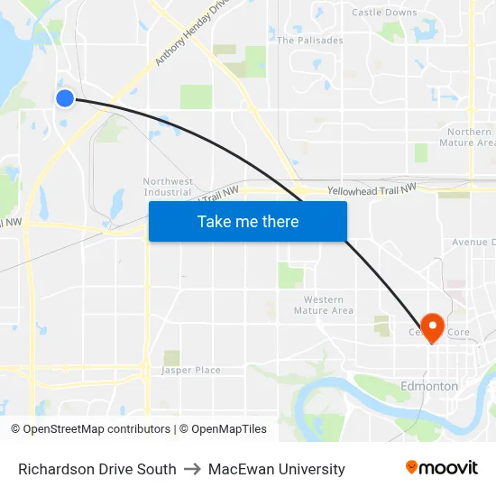 Richardson Drive South to MacEwan University map