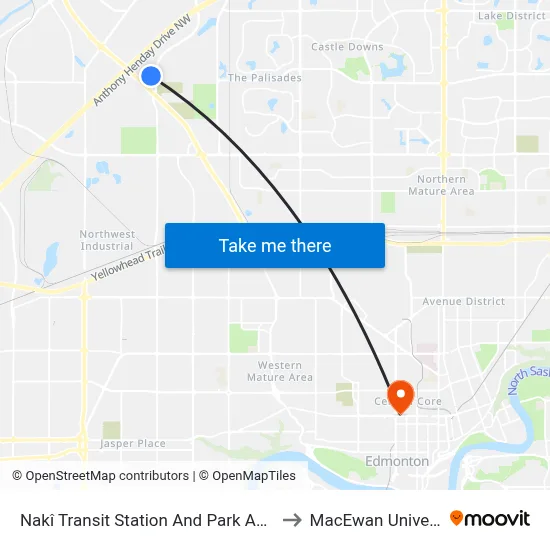 Nakî Transit Station And Park And Ride to MacEwan University map