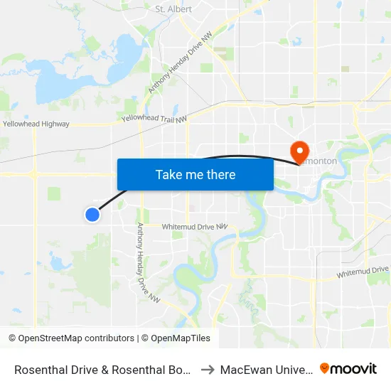 Rosenthal Drive & Rosenthal Boulevard to MacEwan University map