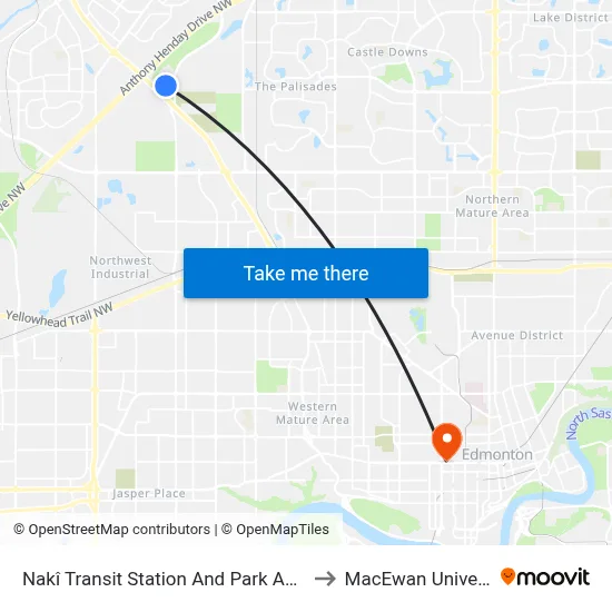 Nakî Transit Station And Park And Ride to MacEwan University map