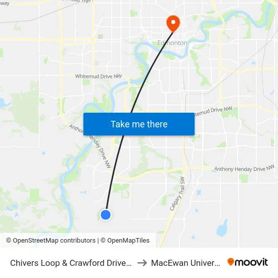 Chivers Loop & Crawford Drive SW to MacEwan University map
