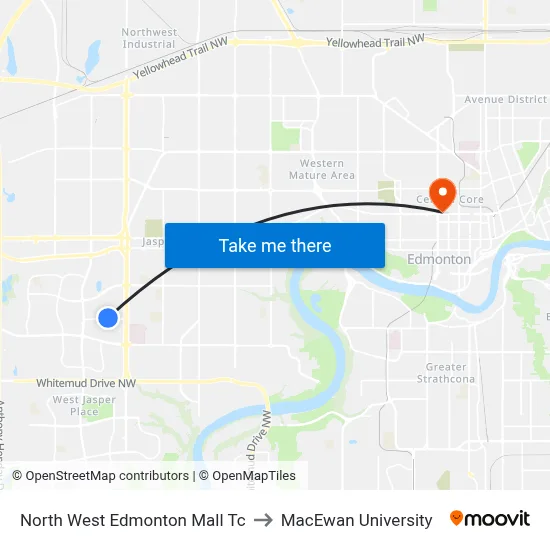 North West Edmonton Mall Tc to MacEwan University map