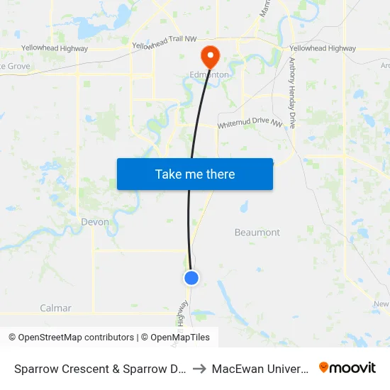 Sparrow Crescent & Sparrow Drive to MacEwan University map