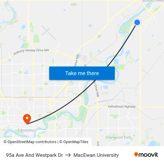 95a Ave And Westpark Dr to MacEwan University map