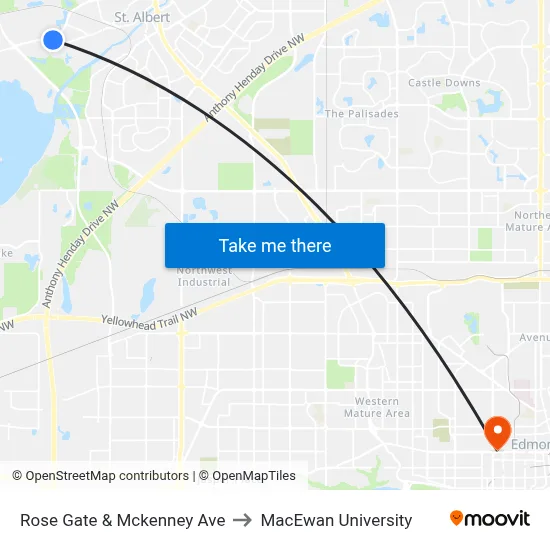 Rose Gate & Mckenney Ave to MacEwan University map