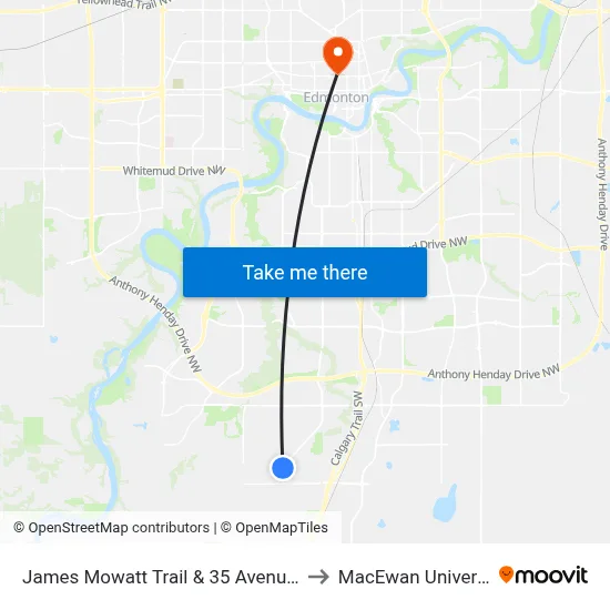 James Mowatt Trail & 35 Avenue SW to MacEwan University map