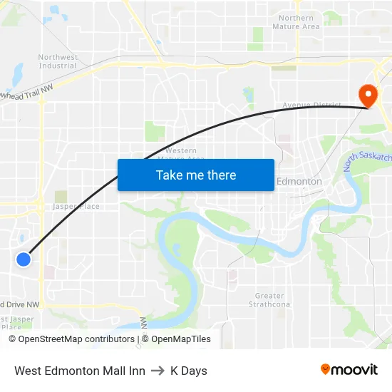 West Edmonton Mall Inn to K Days map