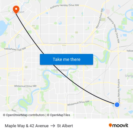 Maple Way & 42 Avenue to St Albert map