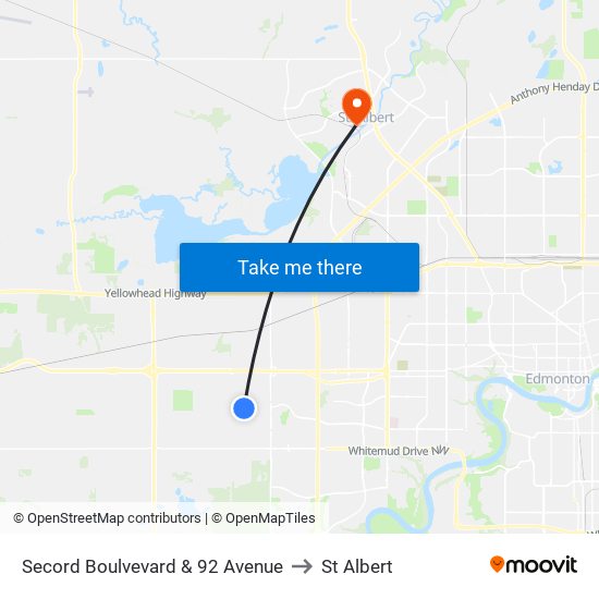 Secord Boulvevard & 92 Avenue to St Albert map