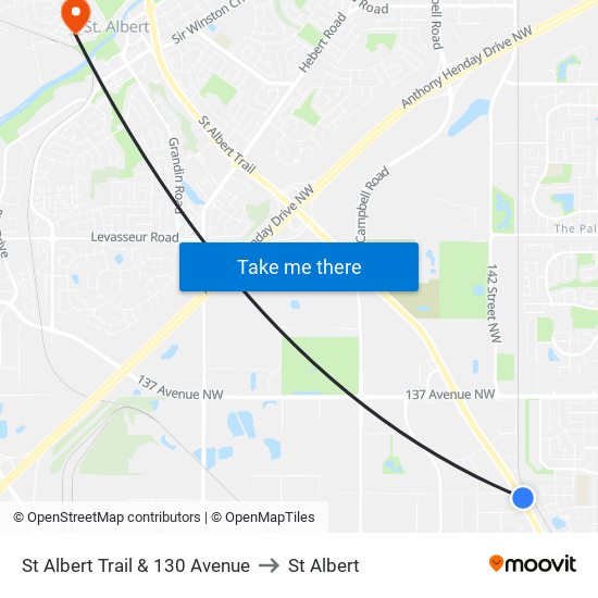 St Albert Trail & 130 Avenue to St Albert map