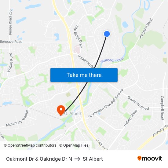 Oakmont Dr & Oakridge Dr N to St Albert map