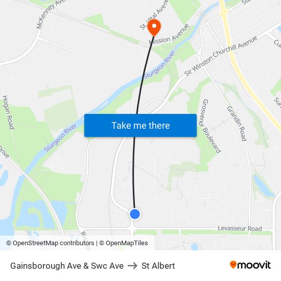 Gainsborough Ave & Swc Ave to St Albert map