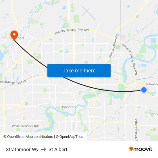 Strathmoor Wy to St Albert map