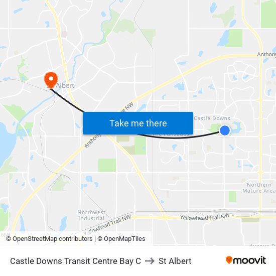 Castle Downs Transit Centre Bay C to St Albert map