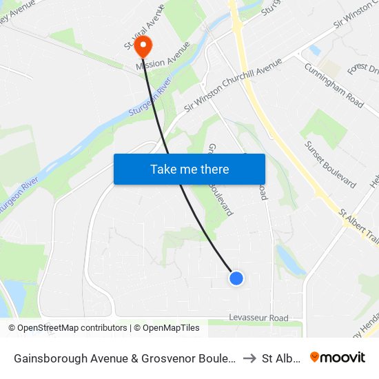 Gainsborough Avenue & Grosvenor Boulevard to St Albert map