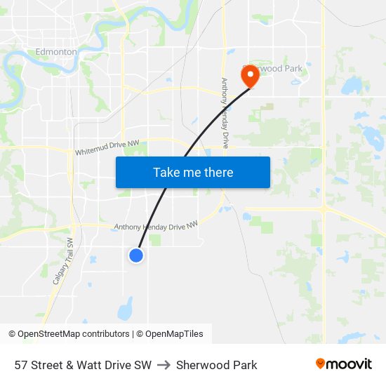 57 Street & Watt Drive SW to Sherwood Park map