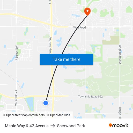 Maple Way & 42 Avenue to Sherwood Park map